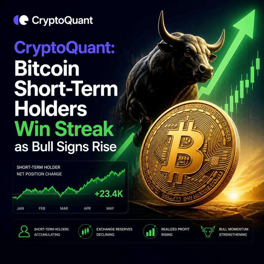 CryptoQuant：比特币短期持有者连胜，看涨信号增多