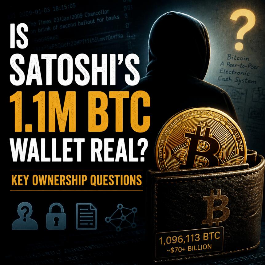 中本聪的110万枚比特币钱包是真的吗？关键的所有权问题