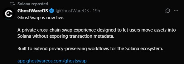 GhostSwap 第二款产品发布,获得 Solana 支持