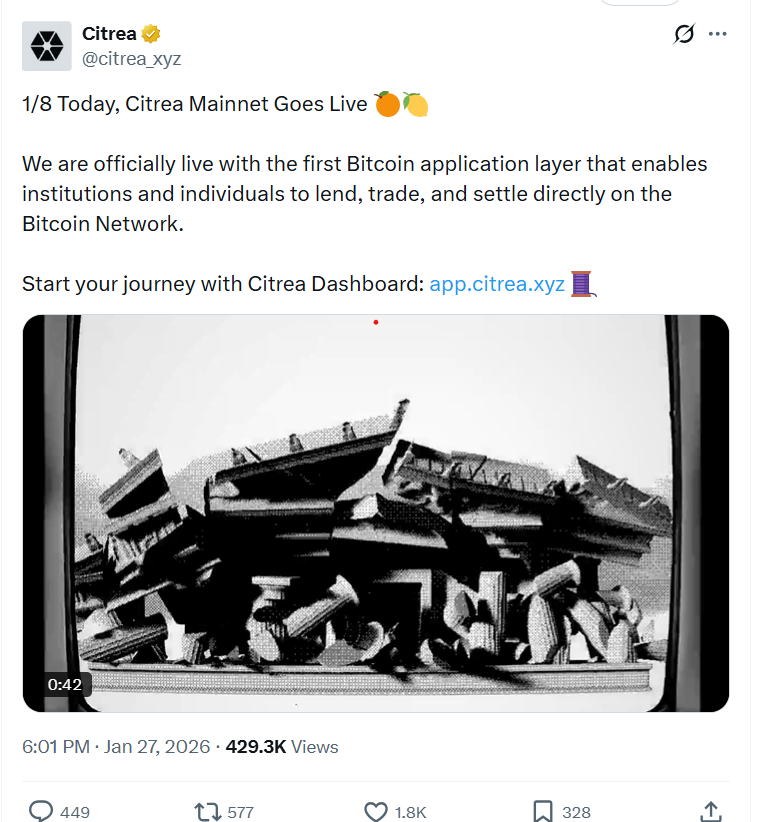 Citrea ZK-rollup的推出重新点燃了比特币（BTC）区块空间的讨论 