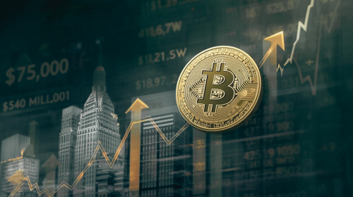 比特币现货ETF单日买入超5亿美元，市场企稳75,000美元关口