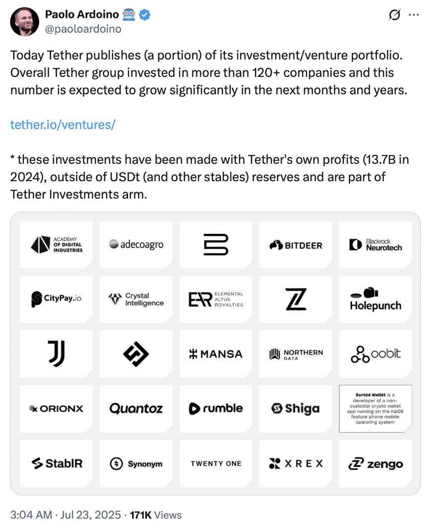 Tether向Anchorage Digital投资1亿美元股权