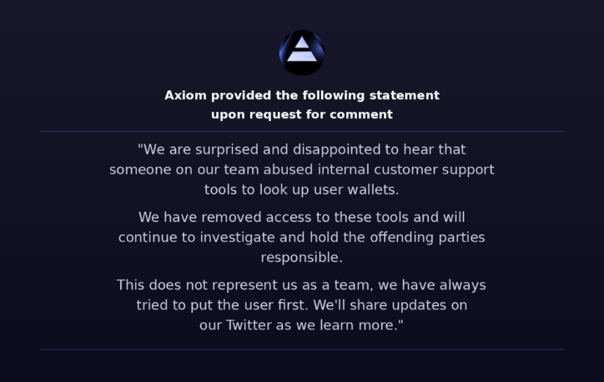 链上侦探ZachXBT实锤：Axiom员工利用内部权限进行内幕交易