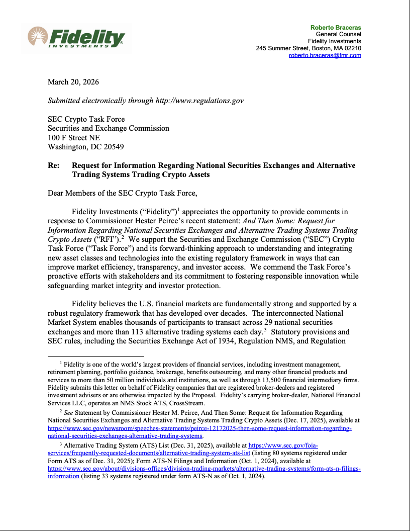 富达呼吁完善代币化证券监管框架