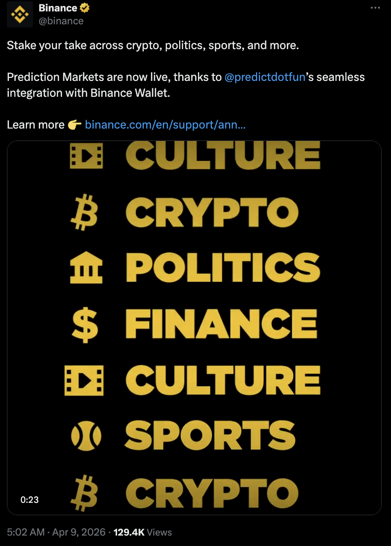 币安推零费率预测市场争夺200亿美元赛道