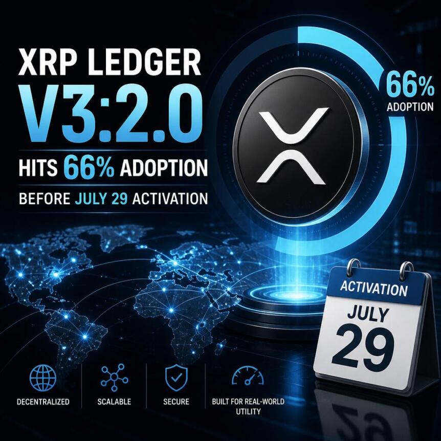 XRPLedger v3.2.0 采用率突破66% 修正案激活倒计时启动